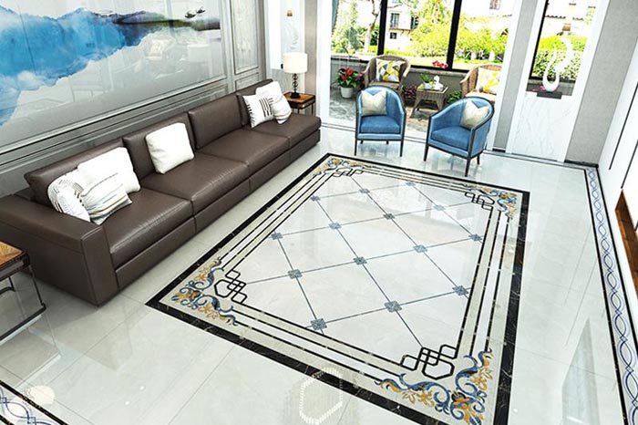 1-210222091F0216 大理石拼花跟瓷砖拼花有何差距呢?